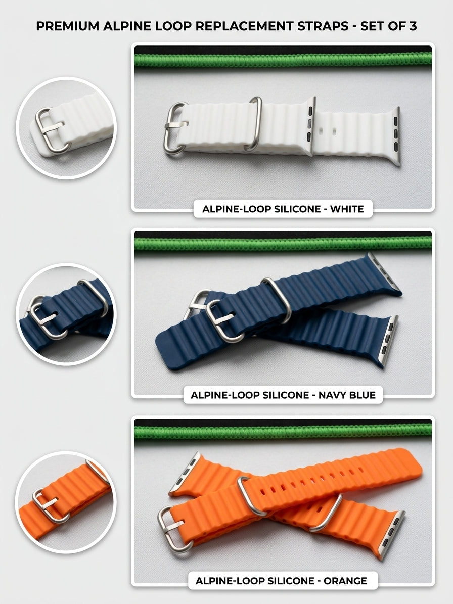 Premium Alpine Loop Silicone Replacement Straps - Set of 3